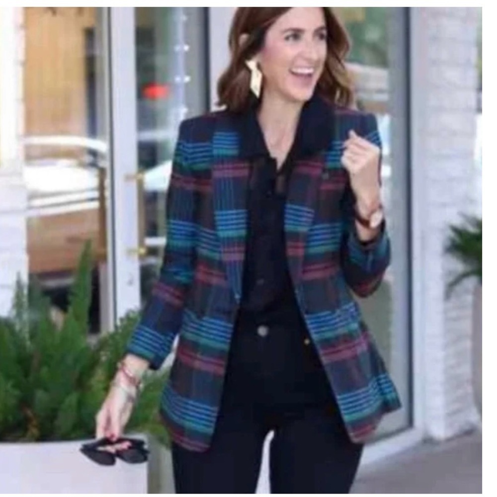 Cabi Holliday Plaid Women's Blazer size M NWT